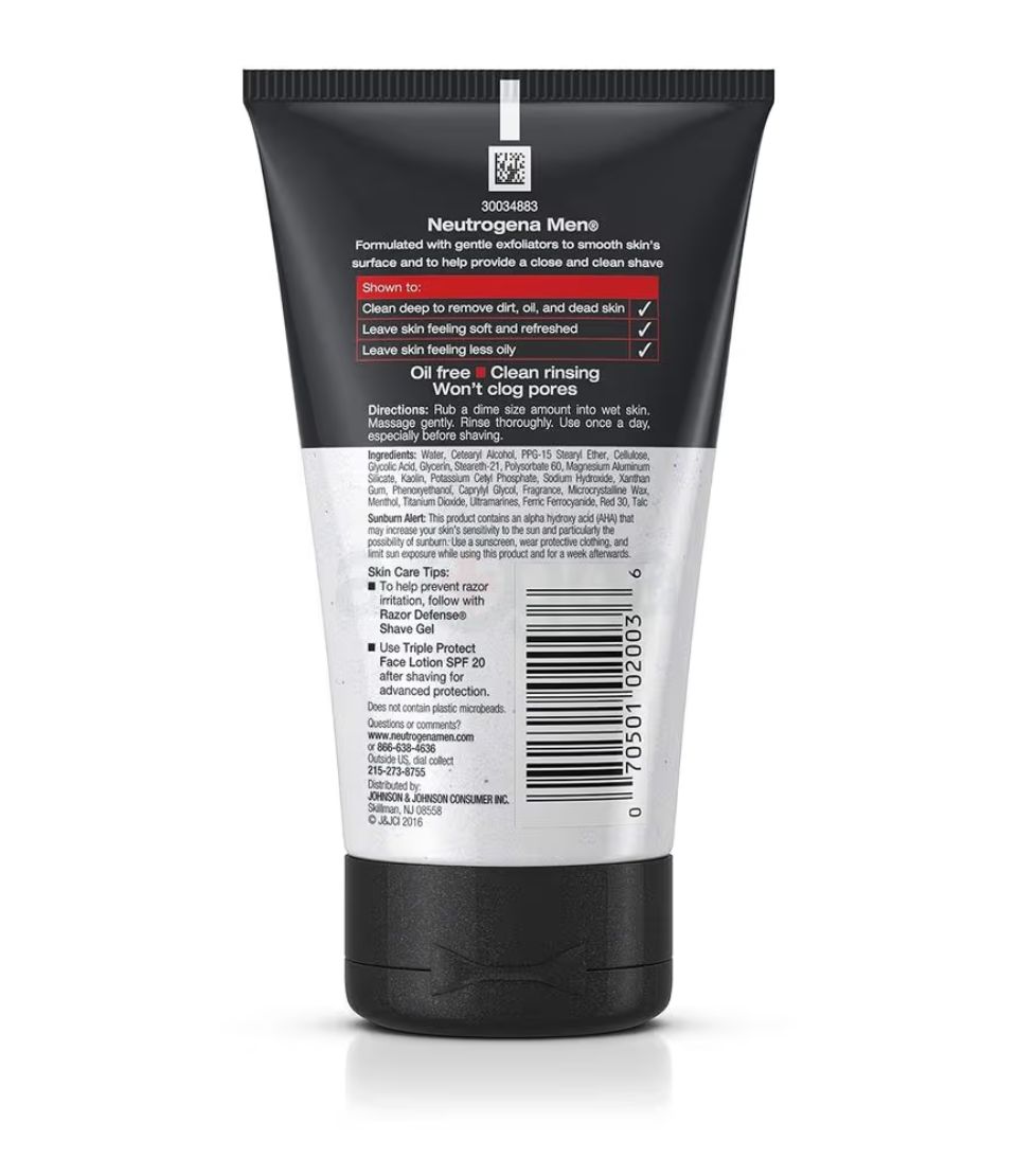 neutrogena men razor defense face scrub