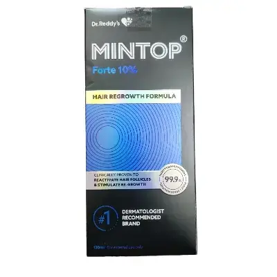 Mintop Forte 10% Minoxidil Solution bottle for hair regrowth