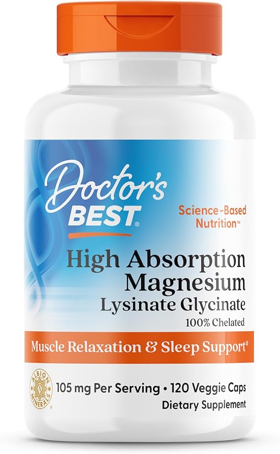 Doctor's Best High Absorption Magnesium Lysinate Glycinate 120 Tab USA