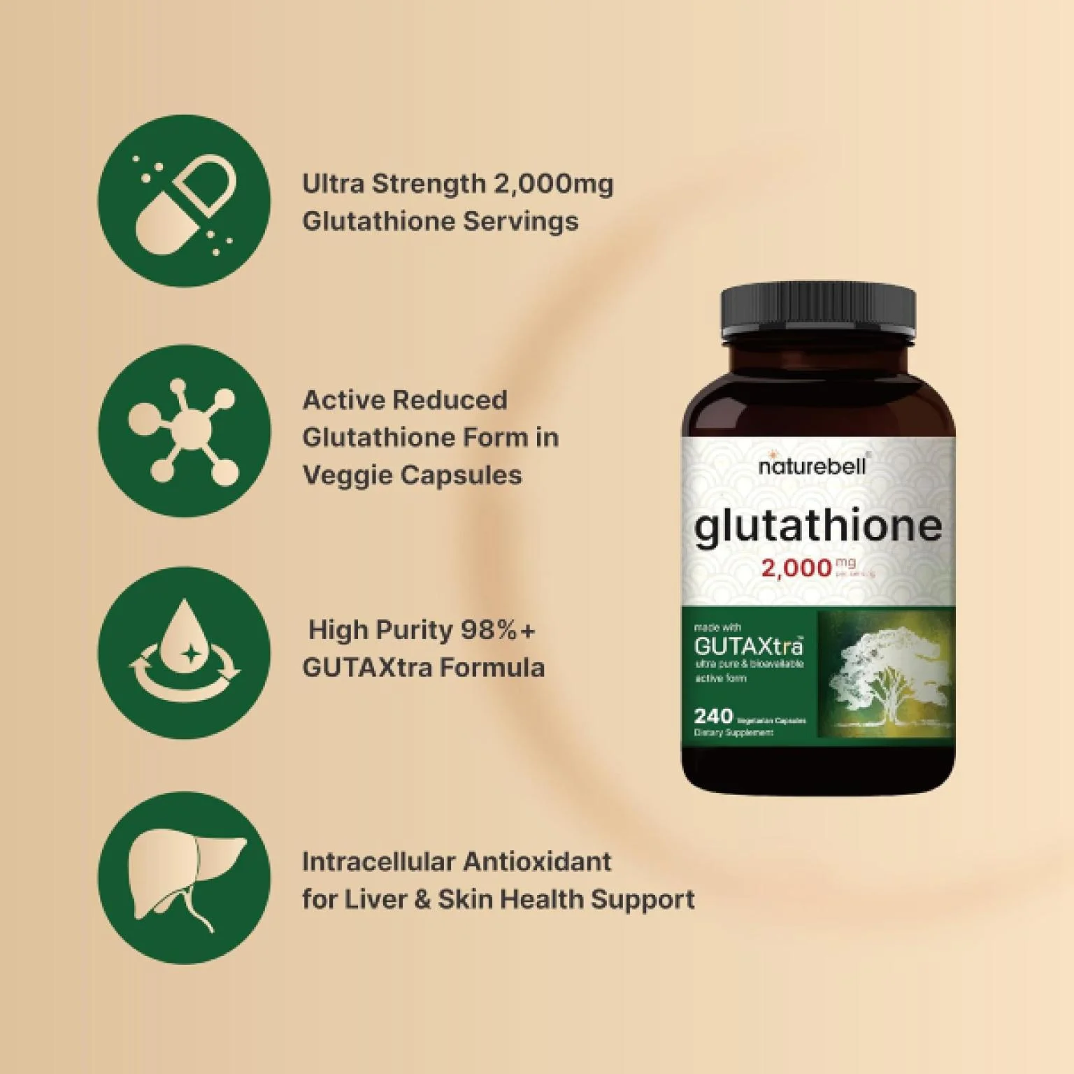 Glutathione supplement for glowing skin