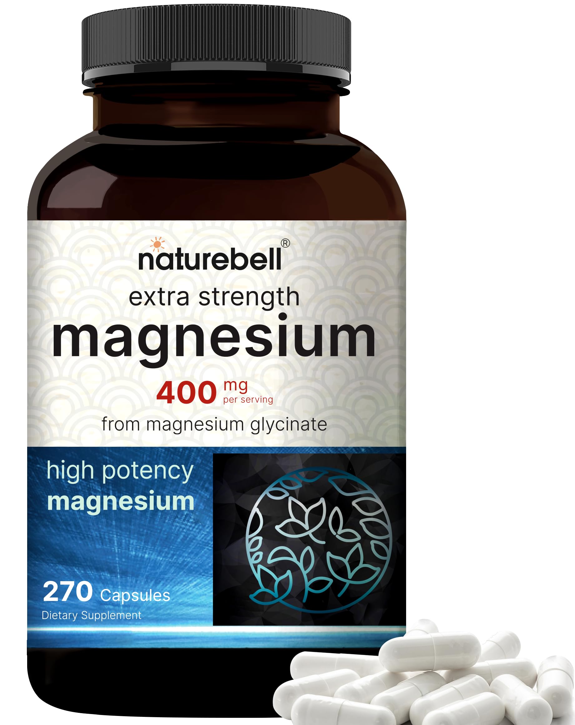 NatureBell Magnesium Glycinate 400mg supplement capsules