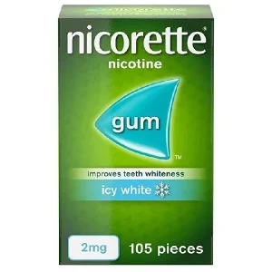 Nicorette Icy White Whitening Gum 2mg stop smoking chewing gum