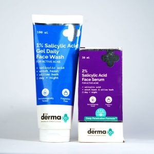 The Derma Co Acne Treatment Combo with Salicylic Acid Face Wash and Serum for oily acne prone skin
